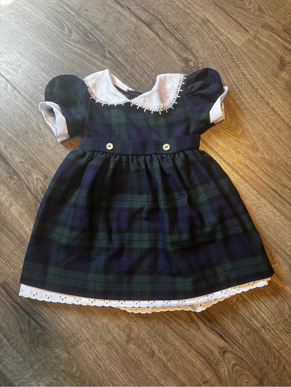 Glen Appin of Scotland Plaid Dress with Lace Trim